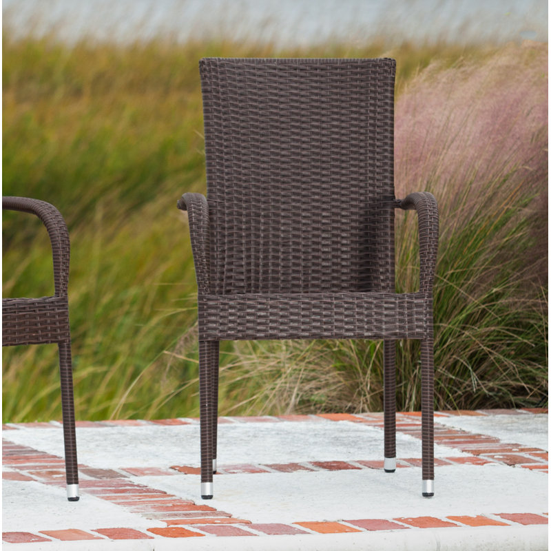 Balkene Home Wicker Outdoor Stackable Dining Armchair with Cushion & Reviews Wayfair
